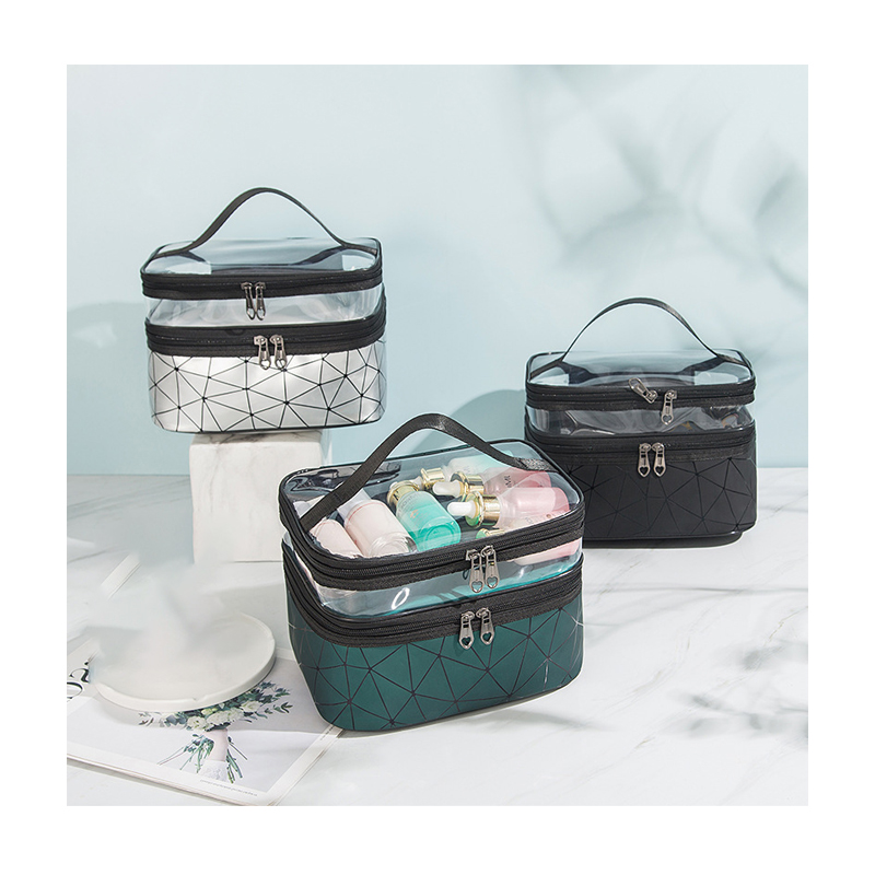2022 Custom Logo Travel Beach Trendy Women Clear Transparent Cosmetic Makeup Bags Kit Portable Hanging Toiletry Pouch Bag Men