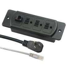 US 3-Outlets Power Unit With Internet Ports