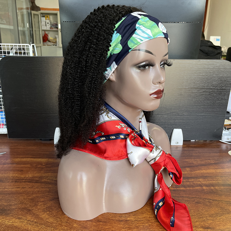 factory price head band human hair wigs, afro kinky curl head band wig human hair,100% brazilian human hair wigs