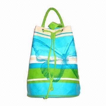 Fashionable Canvas Beach Bag with Top Closure by String/Inner Pocket, Customized Logos are Accepted