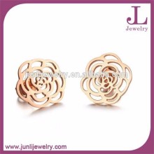 Gold Plated Stainless Steel Flower Earring Fancy Korean Stud Earring
