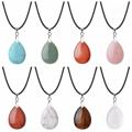 Rose Quartz 25x35mm Teardrop Pendant Necklace women Men