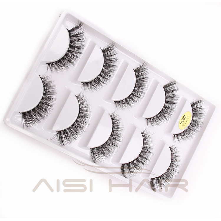 Aisi Hair Cheap Price 5 Pairs Handmade Cross False Eyelashes , Mink Eyelashes 3d