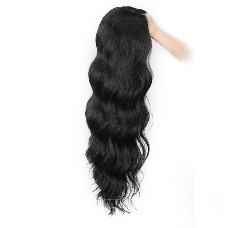 Hot Vendor Synthetic Blend lace Long Wavy Side Part Mono Black Glueless Wig Women Cosplay Heat Resistant Fiber Curly Color Wig