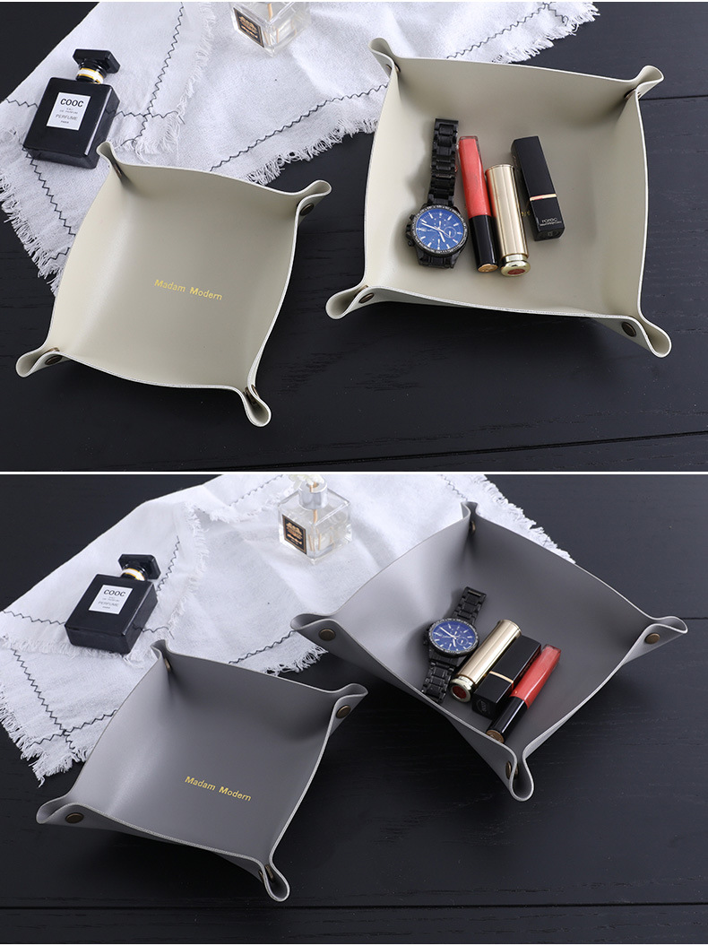 2021 Wholesale  Ready Stock Leather Double-deck Dice Tray Jewelry Tray for Key Coin Change Phone Wallet