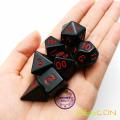 Bescon Conjunto de dados poliédricos Negro opaco con números rojos, negro Conjunto de dados de RPG de 7 d4 d6 d8 d10 d12 d20 d%