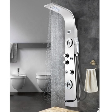 Stainless Steel Wall-Mounted Rainfall LED Shower Panel with Digital Controls