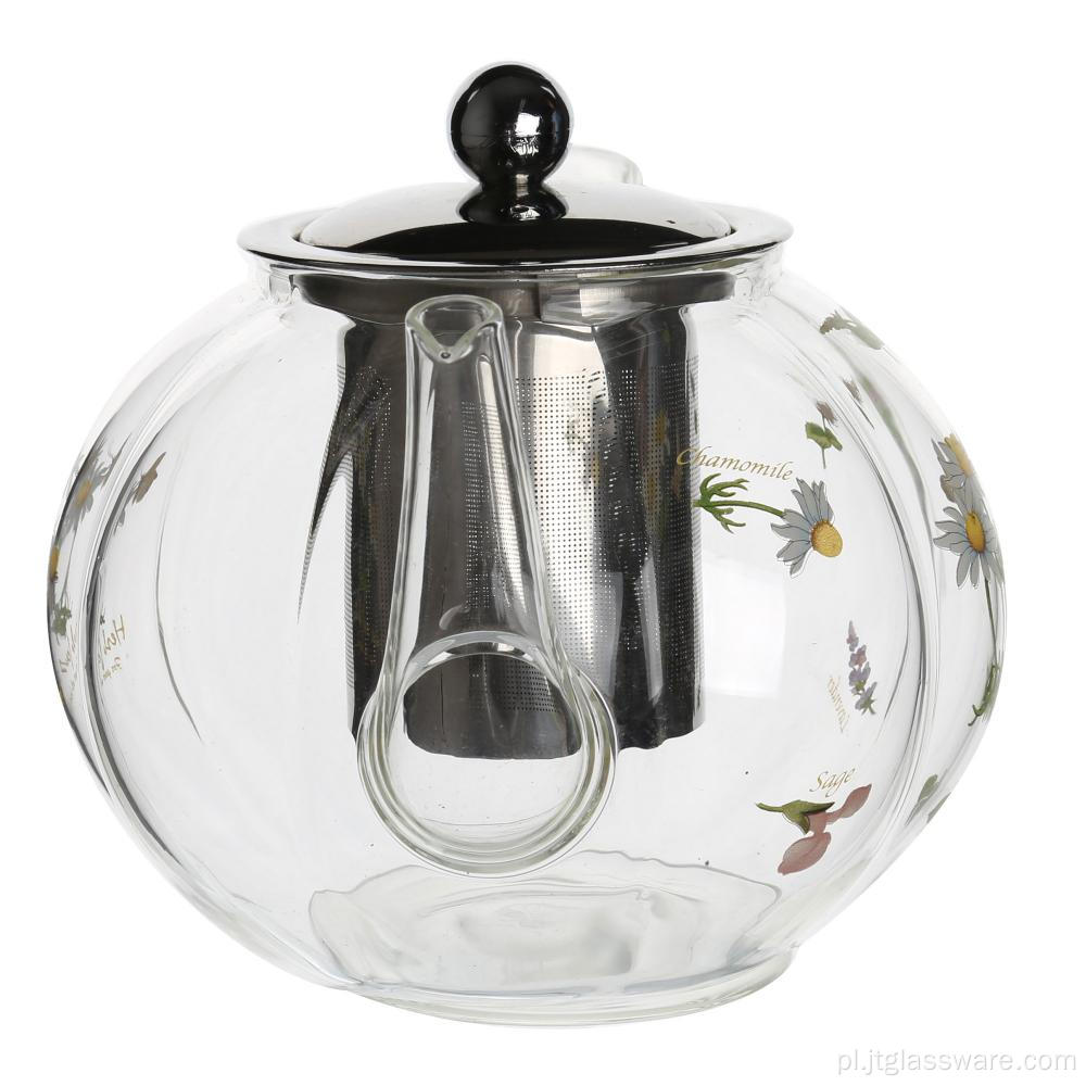 Ręcznie robiony szklany czajniczek rumiankowy