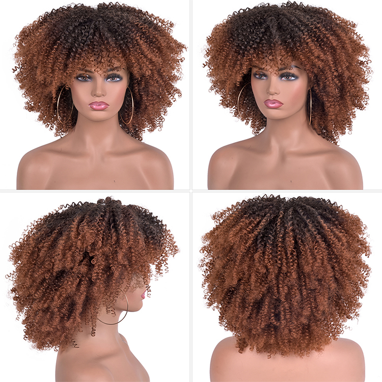 African Wig Supplier black women with bangs afro blonde short long synthetic headband short deep hair afro kinky wigs curly wig