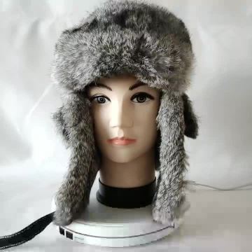 Leather Russian Ushanka Winter Fur Hat Aviator Fur Hats