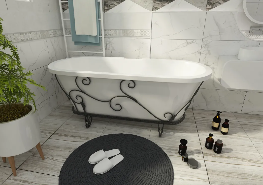 Factory Price Simple Design Soaking Bathtub Black Frame Freestanding Bathtub