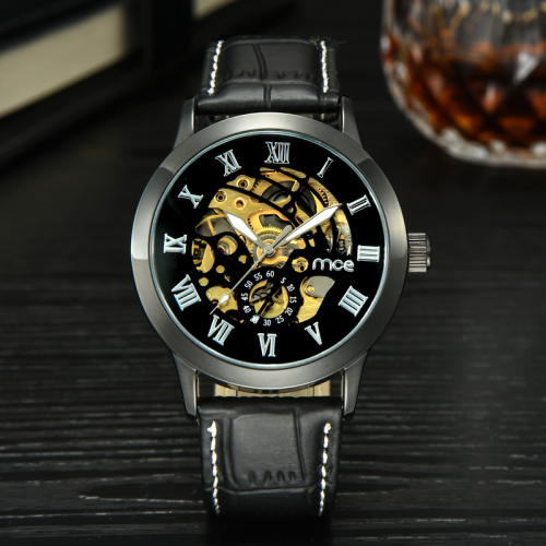 custom case lederen gezichten bulk mechanische horloge