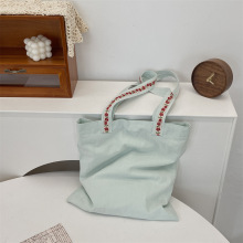 Plain Green Canvas Tote Bag With Inner Pocket