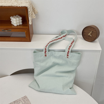 Plain Green Canvas Tote Bag With Inner Pocket