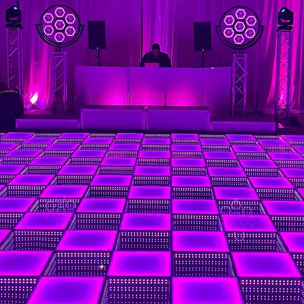 RGB Infinity Mirror Dance Floor Lights with 3D Effect Glass