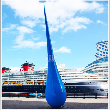 Large garden park blue metal statue stainless steel water drop sculpture