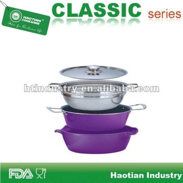 Color Painted Ceramic coating pasta pot