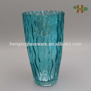 Hand Blown Teal Colored Glass Cup Flower Vase Decoration