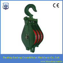 Lifting snatch pulley block with hook