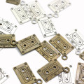 Wholesale Kawaii Mini Loose Sound Recorder Tape Shape Two Gold 100pcs for Keychains Jewelry Making Bead Charm