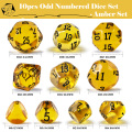 10 Pieces Odd Numbered Polyhedral Dice Set D3-D25, Odd Number Dice D3, D5, D7, D9, D11, D13, D15, D17, D19, D25