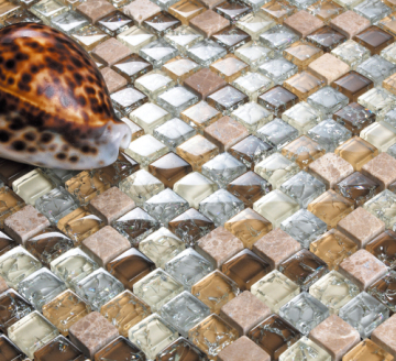 Ice cracked effect glass mosaic