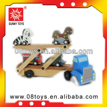 Wooden trailer truck toy