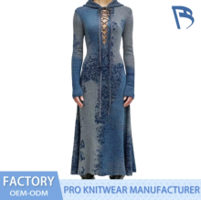 High-Pressure Tie-Dye Hollow-Knit Hooded Dress