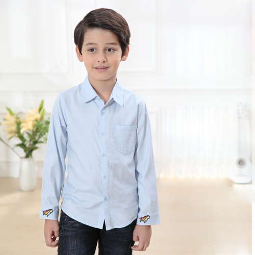 Boys long sleeve school uniform cotton shirt kids wash dress shirt for boy