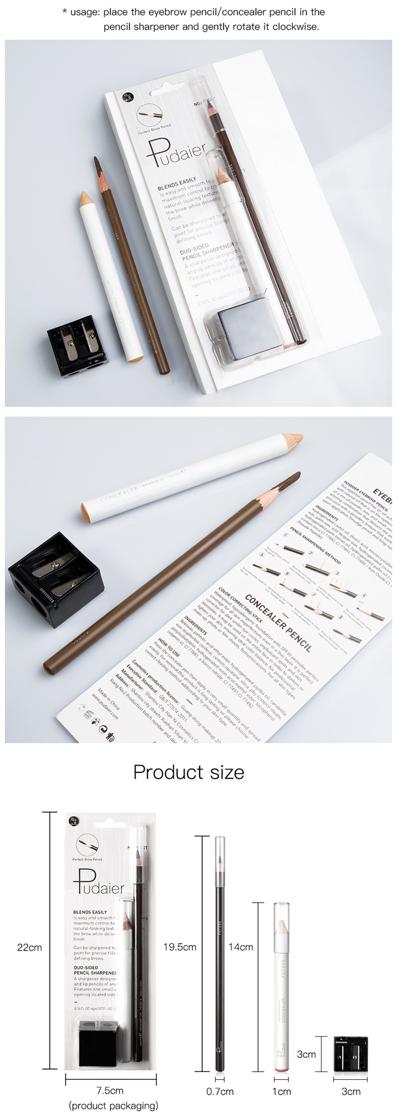 Best Sell Makeup Brow Stylist Definer Waterproof Eyebrow Pencil,10 Color Eyebrow Set Eyebrow Pencil And Concealer Pens