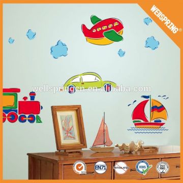 Modern reusable innocuous cars pvc removable cartoon baby wall stickers