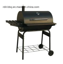 Drum Charcoal Grill with Two Big Casters and Front & Side Shelf