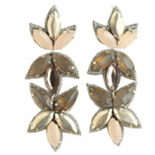 Golden olive crystal decorated drop earring for women