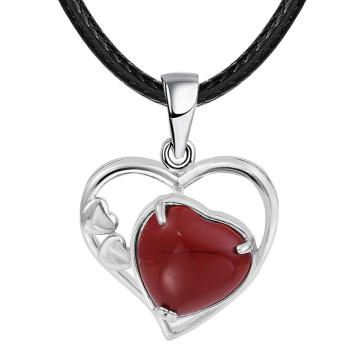 Red Jasper Love Heart Birthstone Pendant Gemstone Necklaces for Women