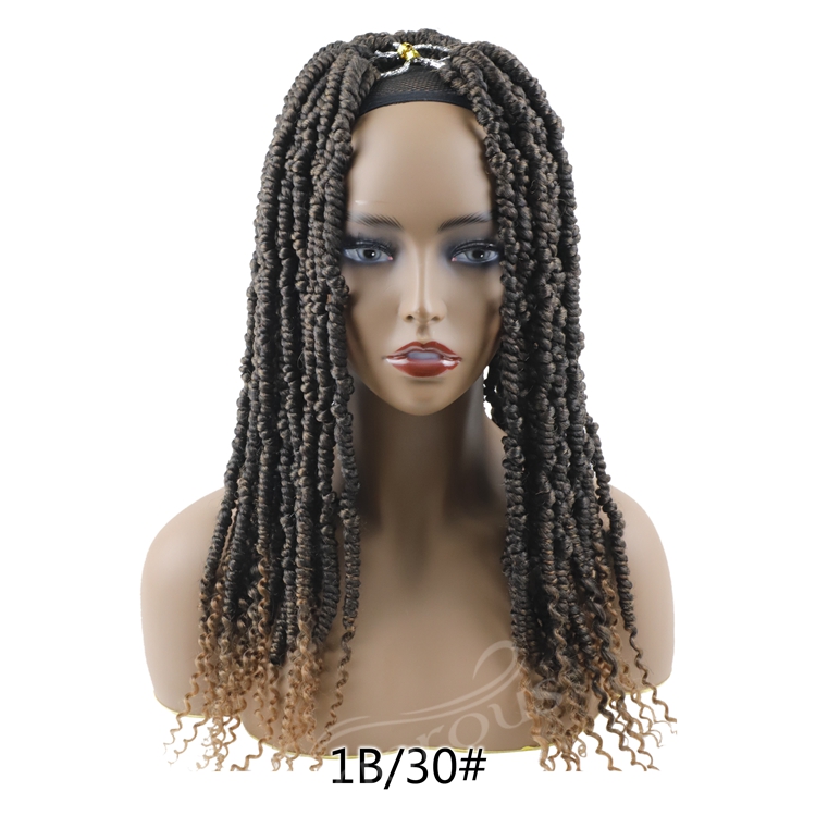 Vigorous Wholesale Fiber Hande Twist Wig Extension Short Darling Brown Pre Plucked Curly African Crochet Braid Hair