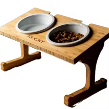 Ceramic Pet Bowls with Wooden or Bamboo Stand - High Quality Small Pet Feeding Station