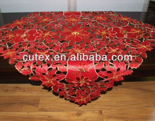 2014 new design christmas handmade embroidered table cloth