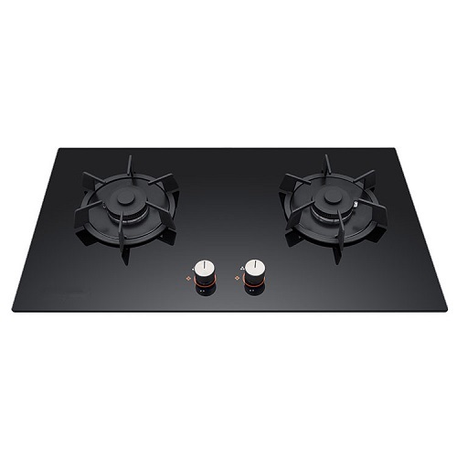 2 Burner Gas Hob Wok Burner Black Glass