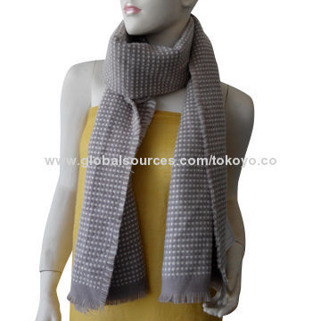 Woven scarf with yarn dyed/gingham check/made of acrylic, tight tension for winter, 160*35cm size