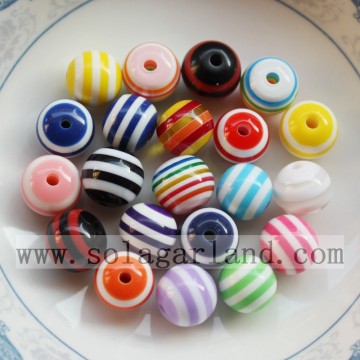 8-12MM Bijoux Résine Stripe Chunky Beads