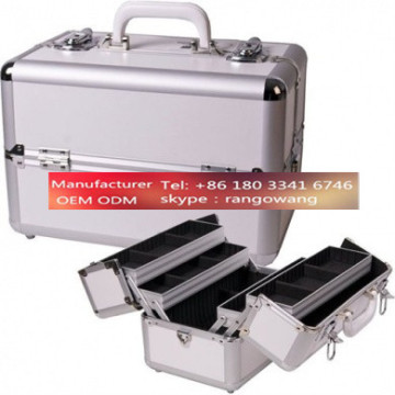 White Pu Pro Aluminum Makeup Case