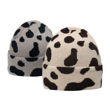 Cow Print Plaid Zebra Jacquard Knitted Beanie Hat