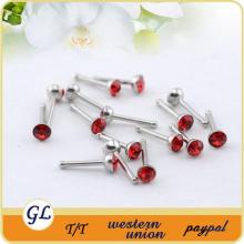 surgical steel l shaped nose rings nose stud body piercing jewelry with crystal