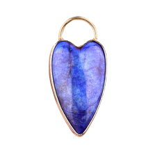 Lapis Lazuli Long Heart Pendant Wrap Gold for Making Jewlery