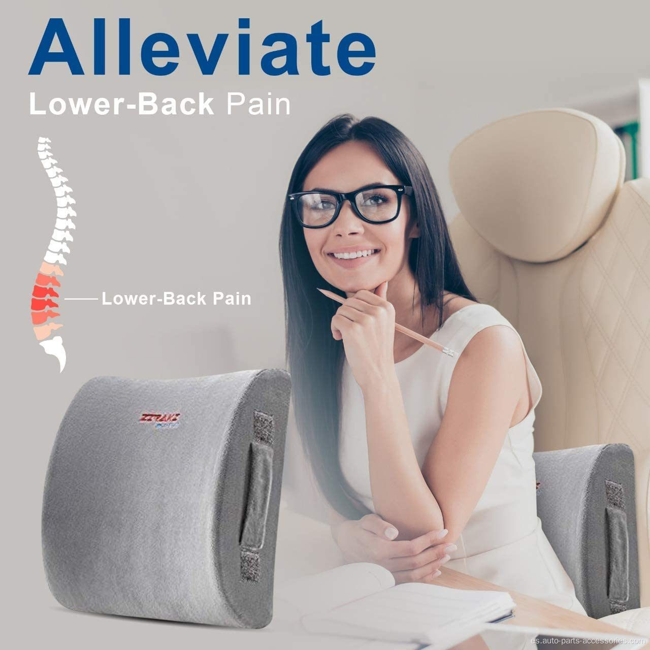 Soporte de dolor de espalda de almohada lumbar: cojín de asiento