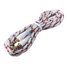 Round Car Stereo Auxiliary Cable 3.5mm Braided Audio Wire