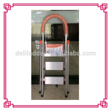 folding aluminum stairs, foldable easy store step ladder, 3 step ladder with handrail