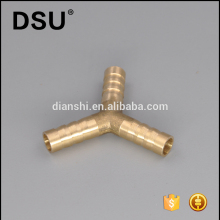 Equal Y shape three way brass hose barbed fitting Tee