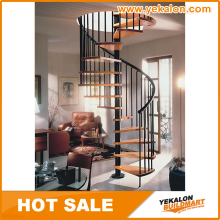 YeKalon Indoor Wood Step Iron Spiral Staircase