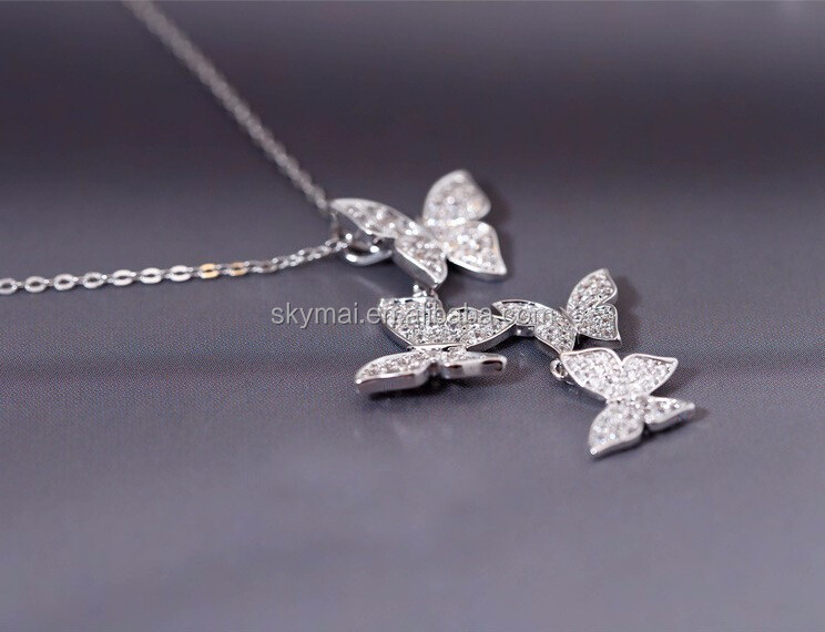 Real 925 sterling silver butterfly necklaces